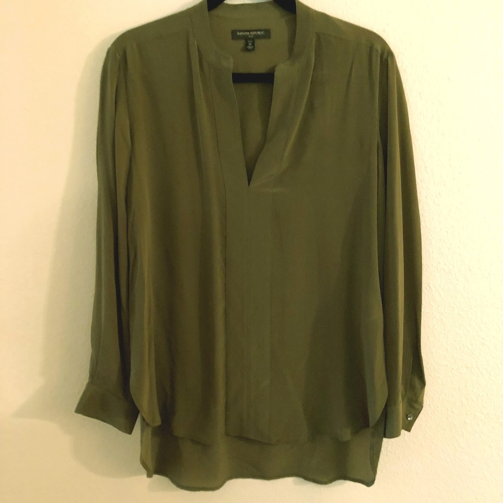 Banana Republic Silk Olive Green Tunic